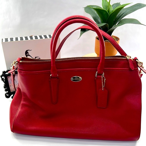 Coach Handbags - Coach Red Pebbled Leather Crossbody Bag